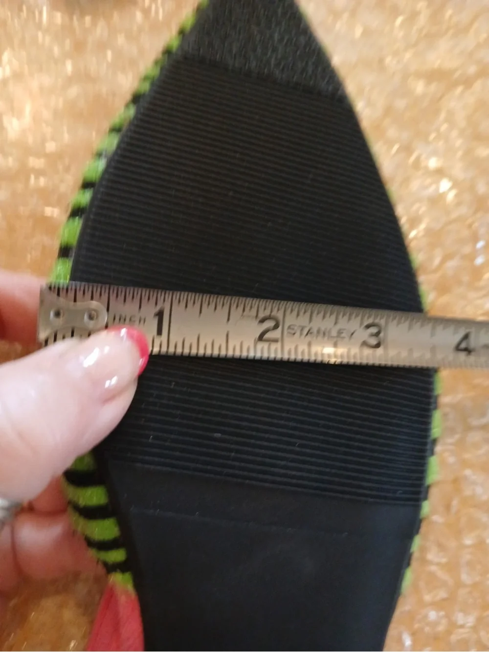 Green Zebra Pointed-Toe Flats with Pink Ankle Straps